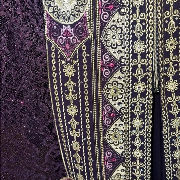 Women’s Plus Size 3pc Abaya Thobe Kaftan Purple Embroidery Dress Sz 6 US 22W 3X - Picture 16 of 16